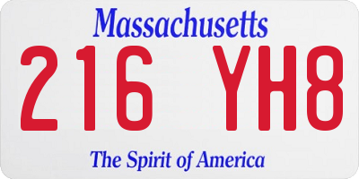 MA license plate 216YH8