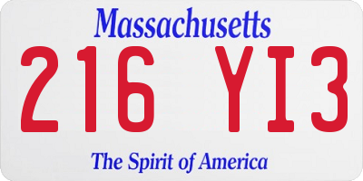 MA license plate 216YI3