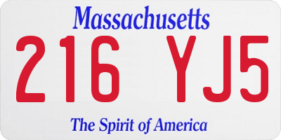 MA license plate 216YJ5