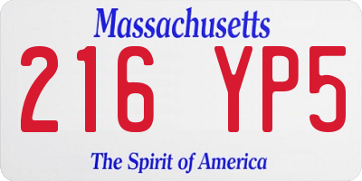 MA license plate 216YP5