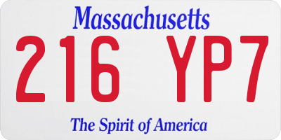 MA license plate 216YP7