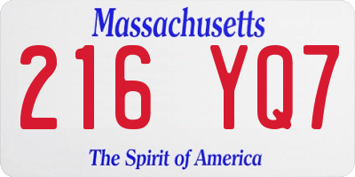 MA license plate 216YQ7