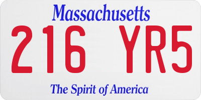 MA license plate 216YR5