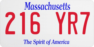 MA license plate 216YR7