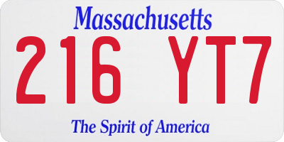 MA license plate 216YT7
