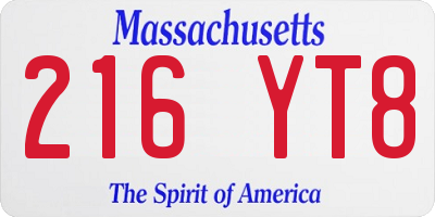 MA license plate 216YT8
