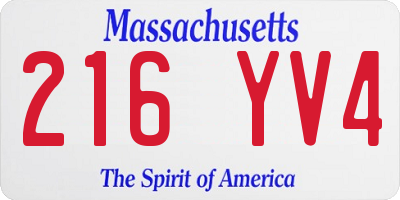 MA license plate 216YV4
