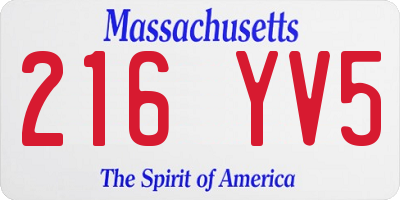 MA license plate 216YV5