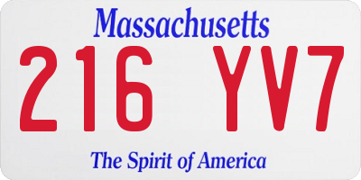 MA license plate 216YV7