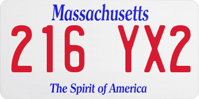 MA license plate 216YX2