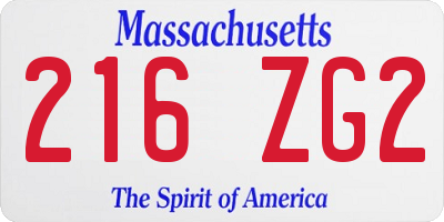 MA license plate 216ZG2
