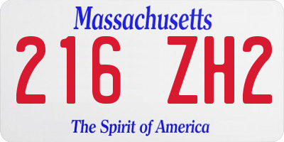 MA license plate 216ZH2
