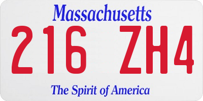 MA license plate 216ZH4