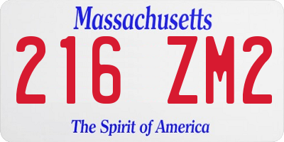 MA license plate 216ZM2