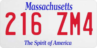 MA license plate 216ZM4