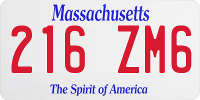 MA license plate 216ZM6