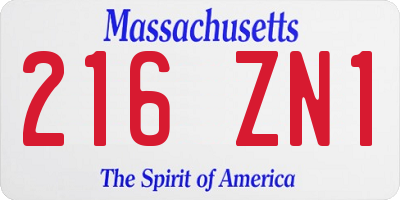 MA license plate 216ZN1