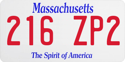 MA license plate 216ZP2