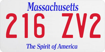MA license plate 216ZV2