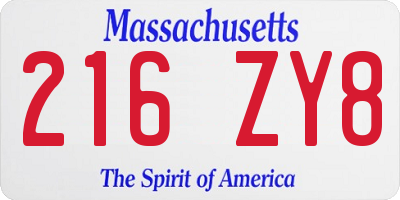 MA license plate 216ZY8