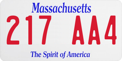MA license plate 217AA4