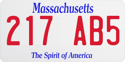 MA license plate 217AB5
