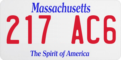 MA license plate 217AC6