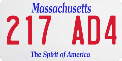 MA license plate 217AD4