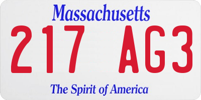 MA license plate 217AG3