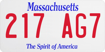 MA license plate 217AG7