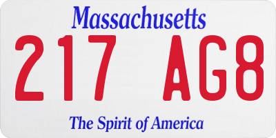 MA license plate 217AG8