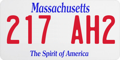 MA license plate 217AH2
