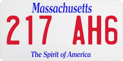 MA license plate 217AH6