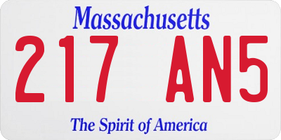 MA license plate 217AN5