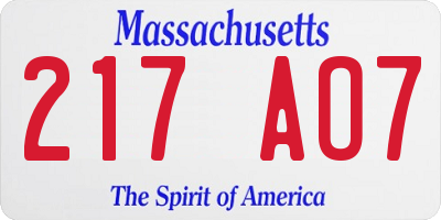 MA license plate 217AO7
