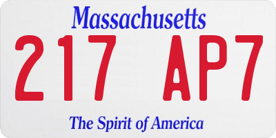 MA license plate 217AP7