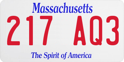 MA license plate 217AQ3