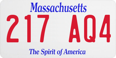 MA license plate 217AQ4