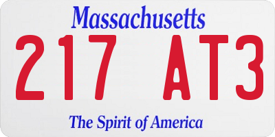 MA license plate 217AT3