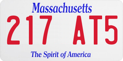 MA license plate 217AT5