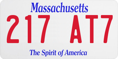 MA license plate 217AT7