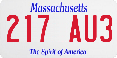 MA license plate 217AU3