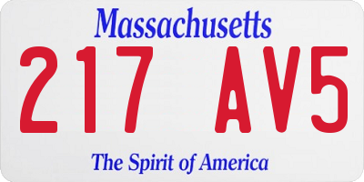 MA license plate 217AV5