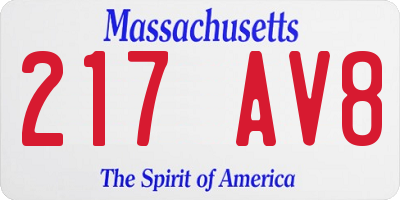MA license plate 217AV8