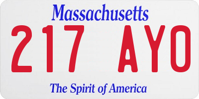 MA license plate 217AY0