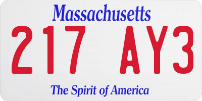 MA license plate 217AY3