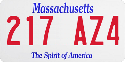 MA license plate 217AZ4