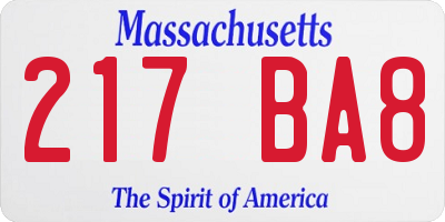 MA license plate 217BA8