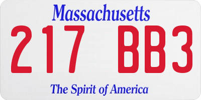 MA license plate 217BB3