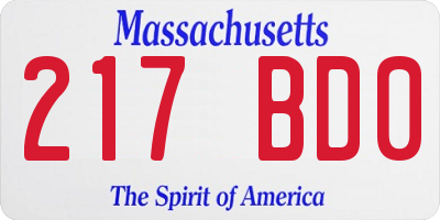 MA license plate 217BD0